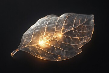Wall Mural - illuminated leaf veins on a dark background.