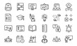 © MDTANVIR - 24 Education and School Line Icons Learning, Teaching, Online Classes, Graduation, Science, Math, and Classroom Vector Icon Set for Teachers, Students, and Educational Projects