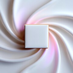 Poster - White Square Box on Swirling White Fabric with Gold Trim