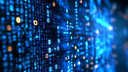 Abstract digital binary code animation, data stream network technology concept design, seamless