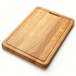 © Lamia - A wooden cutting board with a handle and groove, isolated on a white background