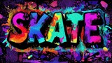 Colorful skate word art graphic design