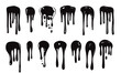© Perfect Vector - Set of dripping black liquid silhouettes with various melting shapes and paint drip effects isolated on white background vector illustration for design and artistic use