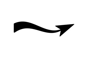 Straight pointed arrow icon. Black arrow pointing to the right. Black direction pointer
