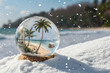 © Creative's Buddy - Photo of snow globe with tropical beach scene on snowy ground