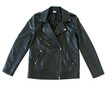 © MstMukta - Stylish Folded Moto Jacket in Black Leather with Metal Zips PNG