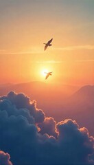 Wall Mural - A lone bird in flight against a vast, clear sky, symbolizing boundless freedom and the open possibilities of life , blue, spirit, unconfined