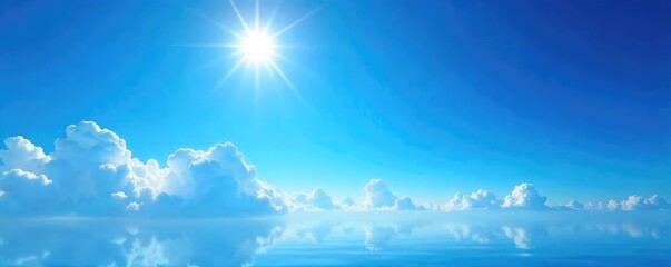Wall Mural - Vast, cloudless expanse of deep blue sky, sun shining brightly, peaceful and serene atmosphere Perfect for travel, nature, and serenity themes , sunshine, day, sunny