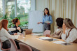 © bernardbodo - Businesswoman listening to the presentation in the glass office