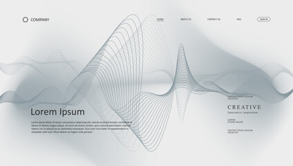 Poster - line wave futuristic design of landing page for webpage background design	