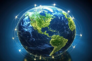 Poster - Global Technology Network Connecting Earth Through Innovative Solutions, 3D Earth Connections Global Technology Woldwide Digital Networkfrom Tokyo,Japan