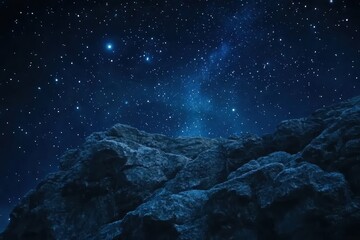 Wall Mural - timelapse capturing the sparkling night sky above rocky terrain with twinkling stars, time-lapse of 