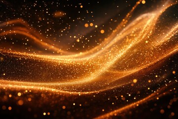 Poster - Shimmering particles flow in a virtual space creating a digital landscape of light and movement, shining flowing particles in virtual space on digital background