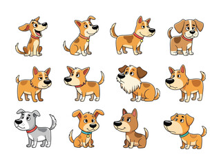  Cartoon Dog Variety Pack: A charming collection of cartoon dogs, each displaying a unique personality, offering versatility for any project.