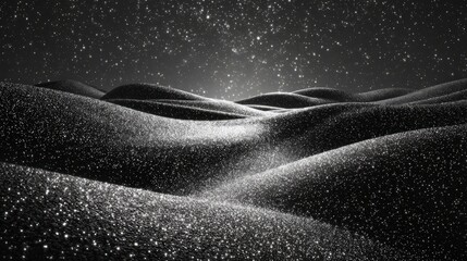 Wall Mural - Glittering Silver Hills Under Starry Night
