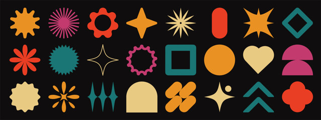 Canvas Print - abstract geometric shapes element vector set. collection of contemporary figure, flower, star, geome