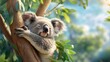 © cloud7days - A koala resting peacefully in its favorite tree, nestled in the foliage.
