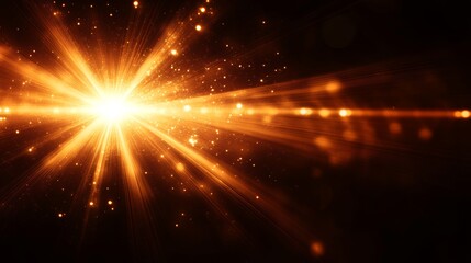 Wall Mural - stunning cosmic light burst golden flare with dramatic beam radiation and cosmic dust reflections