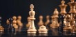 © Jakkrit - Close-up of a white pawn, surrounded by chess pieces on a dark board,   photography,   image