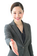 © AI-HAL8 - Japanese stock photo of asian businesswoman extending hand for handshake in business meeting or partnership deal : transparent background