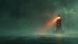 © hadiyah - Mysterious Lighthouse In Foggy Sea At Night