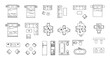 © dikifajarfadilah - This collection of minimalist outline icons provides essential top-view furniture and household item symbols for architectural blueprints and interior design layouts.