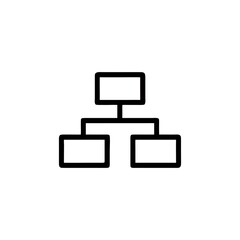 Wall Mural - Hierarchical structure diagram with linked boxes representing organizational chart or network topology on white background in simple minimalistic design
