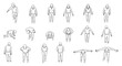 © dikifajarfadilah - Monochromatic line art illustrations of diverse human figures from an overhead perspective, suitable for architectural blueprints and urban landscape designs.
