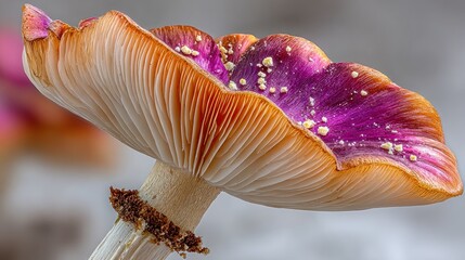 Wall Mural - Upward view of a vibrant mushroom with pink and orange cap