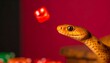 © Bismillah - A snake looking at dice in the air