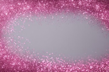 Pink glitter powder dust particles frame. Magic shining pink dust border isolated on a transparent background. Shiny dust bokeh particles. Luxury celebration festive Decoration design element 