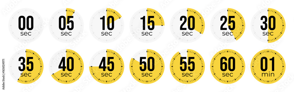 Second Timer, clock, stopwatch, Countdown timer, cooking time icon set ...
