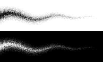 Canvas Print - abstract art background with dots. waves with stipple effect with chaotic noise. black dots on white