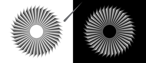 Wall Mural - abstract background with lines in circle. art design spiral as logo or icon. a black figure on a whi