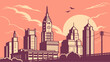 © Teguh - Philadelphia skyline vector art deco cityscape illustration suitable for prints, posters, websites, and promotional materials of the citys landmarks.