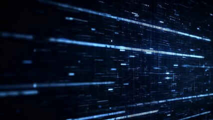 Blue Digital Data Stream Abstract Background Technology Theme Futuristic Matrix Code Flow Lines Dark Background Cyber Network Information Binary