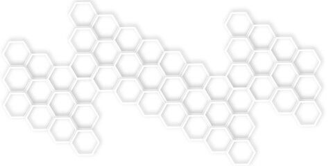Poster - Futuristic 3D White Light out line hexagon Geometric Structure Featuring Abstract Polygonal Honeycomb Pattern, Technology-Inspired Design, and a Luxurious, Modern Vector Background for Innovation
