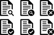 © Ahmad - Six black and white document icons with different status indicators shown