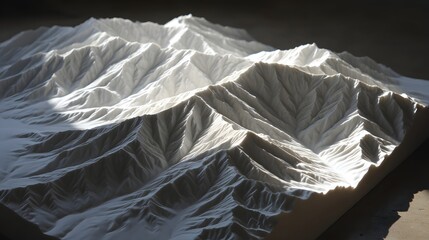Detailed relief map of a mountain range.