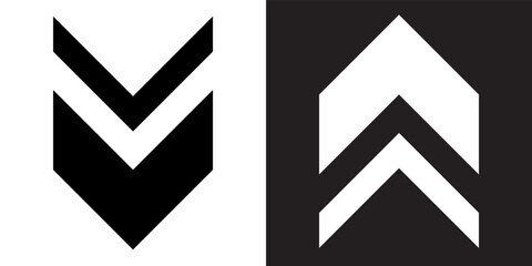 Poster - Down Up Arrow Icon. Down Up arrow icon vector in trendy flat style. Down Up arrow icon image, Down Up arrow icon illustration isolated on white and black background