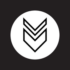 Poster - Down arrow icon vector. Scroll down logo design. Move down vector icon illustration in circle isolated on black background