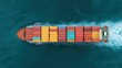 © JK_kyoto - Container Ship Sailing Through Turquoise Water with Colorful Cargo