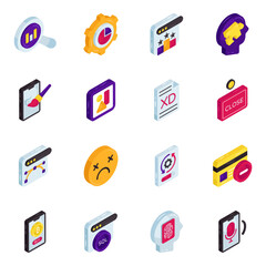 Wall Mural - set of designing and data isometric icons