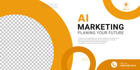 Wall Mural - Digital Marketing Banner concepts vector templates design. and Business Marketing Infographic Banner Minimal yet impactful design showcasing AI marketing concepts. The composition