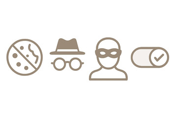 Poster - Creative symbols representing safety, disguise, and verification in a digital context use different shapes and colors
