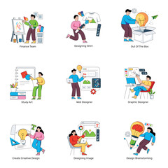 Wall Mural - set of fashion designing flat illustrations