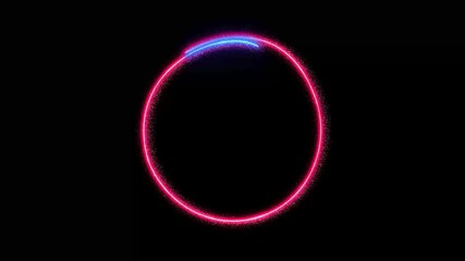 Wall Mural - neon circle rotation with noise effect on black background