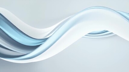 Wall Mural - Serene Blue and White Liquid Waves Flowing Seamlessly Against a Light Gray Background: An Elegant Minimalist Motion Design Featuring Smooth Curves