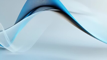 Wall Mural - Serene Blue and White Wave Abstract Motion Background Video Loop:  A Calming Seamless Animation of Softly Flowing Curves and Subtle Light Textures