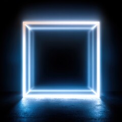 Poster - futuristic neon light square frame on dark background
